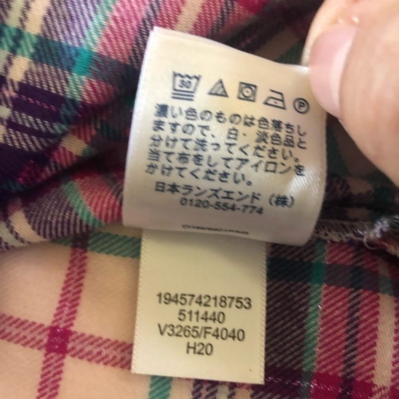 Land’s End Girls Button Down Flannel Shimmer Plaid Shirt Size L-14 - Picture 8 of 15